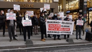 BAKIRKÖY BELEDİYESİ İŞÇİLERİNDEN CHP İSTANBUL İL BİNASI ÖNÜNDE EYLEM
