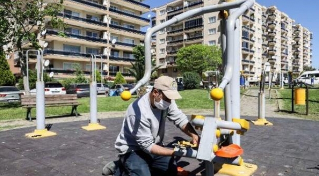 Buca Belediyesinde tam kapanmada parklarda bakım çalışması